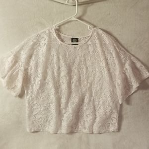 Ruffle-Sleeve Dolman Lace Blouse